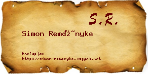 Simon Reményke névjegykártya
